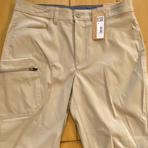 Eddie Bauer men’s Rainer pants 34“ x 30“ tan new tag UPF 50 pockets lightweight - Picture 1 of 12